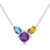 Thumbnail Image 1 of Multi-Shape, Multi-Gemstone Trio Necklace Sterling Silver 18”