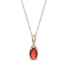 Thumbnail Image 0 of Oval-Cut Fire Opal & Diamond Accent Necklace 10K Yellow Gold 18”