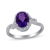 Thumbnail Image 1 of Oval-Cut Amethyst & Round-Cut Diamond Ring 1/4 ct tw Sterling Silver