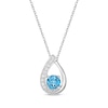 Thumbnail Image 1 of Round-Cut Swiss Blue Topaz & White Lab-Created Sapphire Necklace Sterling Silver 18”