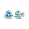 Thumbnail Image 1 of Trillion-Cut Swiss Blue Topaz & White Lab-Created Sapphire Stud Earrings Sterling Silver