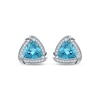 Thumbnail Image 2 of Trillion-Cut Swiss Blue Topaz & White Lab-Created Sapphire Stud Earrings Sterling Silver