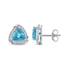 Thumbnail Image 3 of Trillion-Cut Swiss Blue Topaz & White Lab-Created Sapphire Stud Earrings Sterling Silver