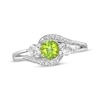 Thumbnail Image 1 of Peridot & White Lab-Created Sapphire Bypass Ring Sterling Silver