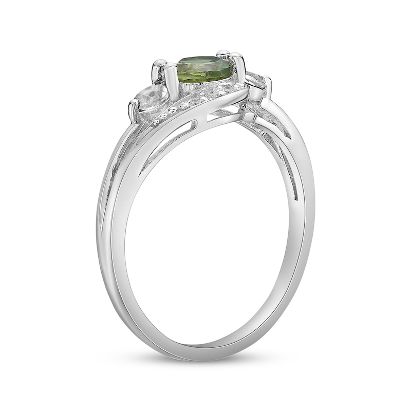 Main Image 2 of Peridot & White Lab-Created Sapphire Bypass Ring Sterling Silver