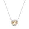 Thumbnail Image 1 of Oval-Cut Citrine & White Lab-Created Sapphire Halo Necklace Sterling Silver 18&quot;