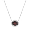 Thumbnail Image 0 of Oval-Cut Garnet & White Lab-Created Sapphire Halo Necklace Sterling Silver 18"