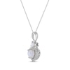 Thumbnail Image 2 of Heart-Shaped & Round-Cut Lab-Created Opal, White Lab-Created Sapphire Necklace Sterling Silver 18&quot;