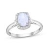 Thumbnail Image 1 of Oval-Cut Lab-Created Opal & White Lab-Created Sapphire Ring Sterling Silver