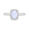 Thumbnail Image 4 of Oval-Cut Lab-Created Opal & White Lab-Created Sapphire Ring Sterling Silver