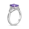 Thumbnail Image 2 of Rectangle-Cut Amethyst & White Lab-Created Sapphire Twist Ring Sterling Silver