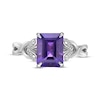 Thumbnail Image 4 of Rectangle-Cut Amethyst & White Lab-Created Sapphire Twist Ring Sterling Silver