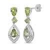 Thumbnail Image 0 of Pear-Shaped & Round-Cut Peridot, White Lab-Created Sapphire Drop Earrings Sterling Silver