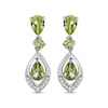 Thumbnail Image 1 of Pear-Shaped & Round-Cut Peridot, White Lab-Created Sapphire Drop Earrings Sterling Silver