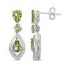 Thumbnail Image 2 of Pear-Shaped & Round-Cut Peridot, White Lab-Created Sapphire Drop Earrings Sterling Silver