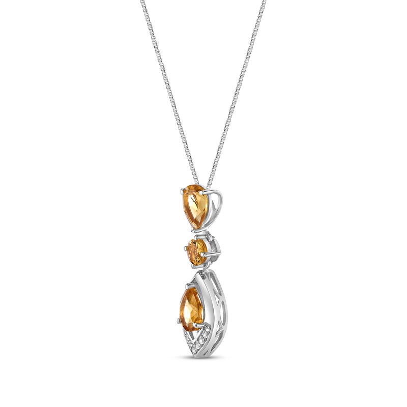 Main Image 2 of Pear-Shaped & Round-Cut Citrine, White Lab-Created Sapphire Necklace Sterling Silver 18&quot;