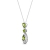 Thumbnail Image 2 of Pear-Shaped & Round-Cut Peridot, White Lab-Created Sapphire Drop Necklace Sterling Silver 18&quot;