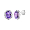 Thumbnail Image 1 of Cushion-Cut Amethyst & White Lab-Created Sapphire Arabesque Stud Earrings Sterling Silver