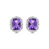 Thumbnail Image 2 of Cushion-Cut Amethyst & White Lab-Created Sapphire Arabesque Stud Earrings Sterling Silver