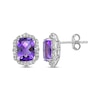 Thumbnail Image 3 of Cushion-Cut Amethyst & White Lab-Created Sapphire Arabesque Stud Earrings Sterling Silver