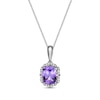 Thumbnail Image 1 of Cushion-Cut Amethyst & White Lab-Created Sapphire Arabesque Necklace Sterling Silver 18&quot;