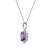 Thumbnail Image 2 of Cushion-Cut Amethyst & White Lab-Created Sapphire Arabesque Necklace Sterling Silver 18&quot;