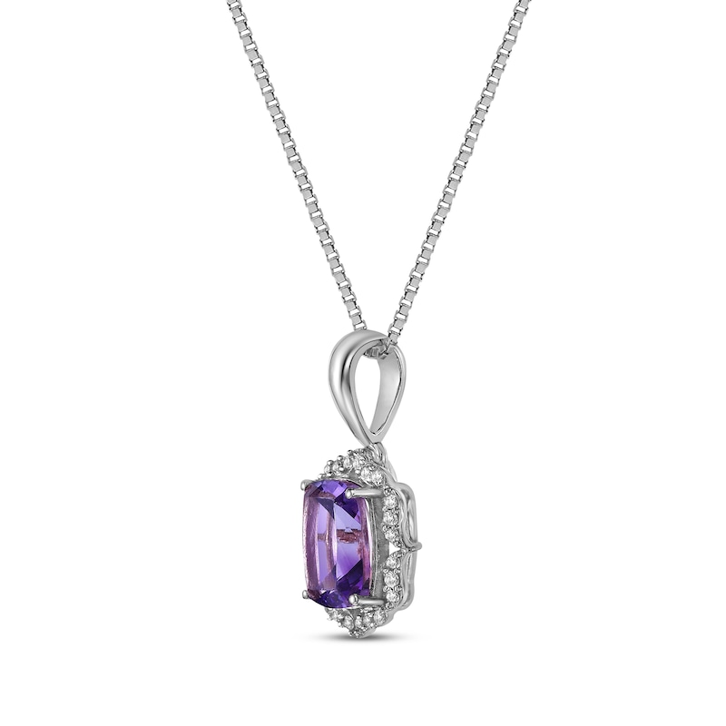 Main Image 2 of Cushion-Cut Amethyst & White Lab-Created Sapphire Arabesque Necklace Sterling Silver 18&quot;