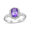 Thumbnail Image 1 of Cushion-Cut Amethyst & White Lab-Created Sapphire Arabesque Ring Sterling Silver