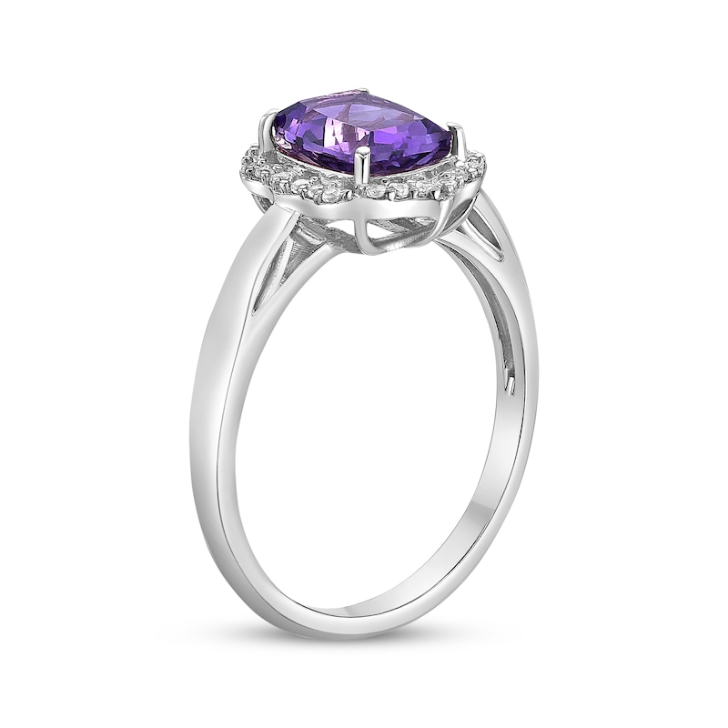 Main Image 2 of Cushion-Cut Amethyst & White Lab-Created Sapphire Arabesque Ring Sterling Silver