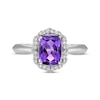 Thumbnail Image 4 of Cushion-Cut Amethyst & White Lab-Created Sapphire Arabesque Ring Sterling Silver