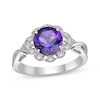 Thumbnail Image 1 of Amethyst & White Lab-Created Sapphire Scalloped Frame Ring Sterling Silver