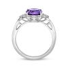 Thumbnail Image 3 of Amethyst & White Lab-Created Sapphire Scalloped Frame Ring Sterling Silver