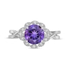 Thumbnail Image 4 of Amethyst & White Lab-Created Sapphire Scalloped Frame Ring Sterling Silver