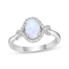 Thumbnail Image 0 of Oval-Cut Lab-Created Opal & White Lab-Created Sapphire Ring Sterling Silver