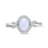 Thumbnail Image 3 of Oval-Cut Lab-Created Opal & White Lab-Created Sapphire Ring Sterling Silver