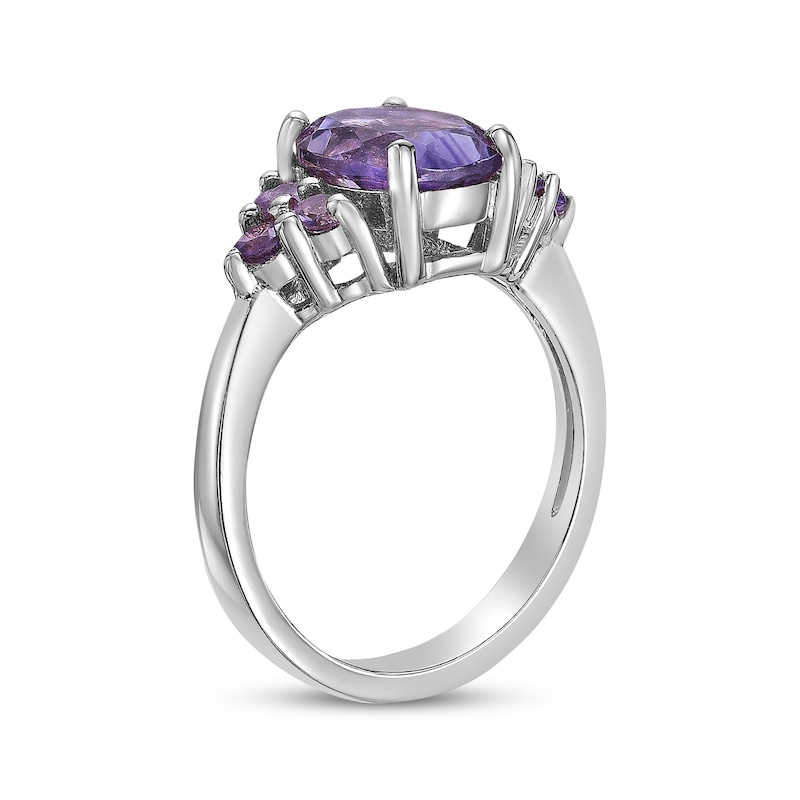 Main Image 2 of Oval-Cut Amethyst Cluster Ring Sterling Silver