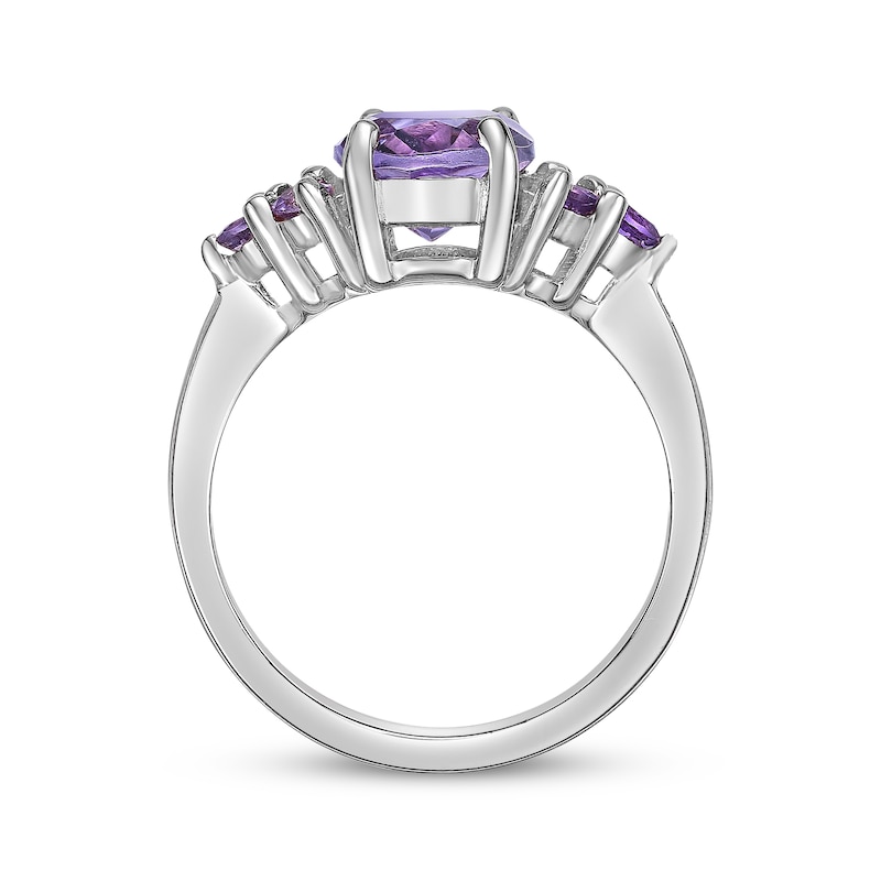 Main Image 3 of Oval-Cut Amethyst Cluster Ring Sterling Silver