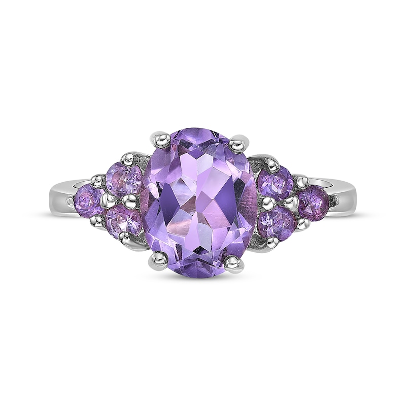 Main Image 4 of Oval-Cut Amethyst Cluster Ring Sterling Silver