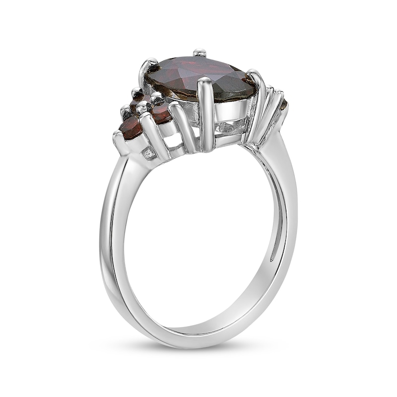 Main Image 2 of Oval-Cut Garnet Cluster Ring Sterling Silver