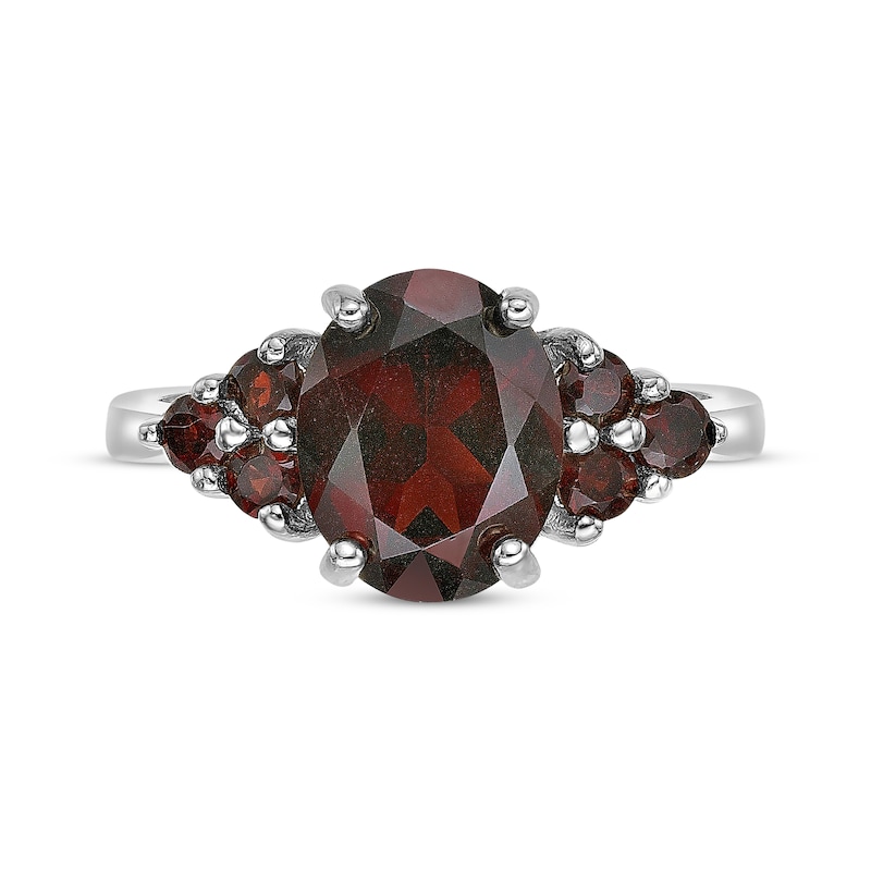 Main Image 4 of Oval-Cut Garnet Cluster Ring Sterling Silver