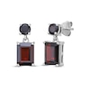 Thumbnail Image 1 of Rectangle & Round-Cut Garnet Dangle Earrings Sterling Silver