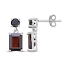 Thumbnail Image 3 of Rectangle & Round-Cut Garnet Dangle Earrings Sterling Silver