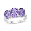 Thumbnail Image 1 of Oval-Cut Amethyst Three-Stone Ring Sterling Silver