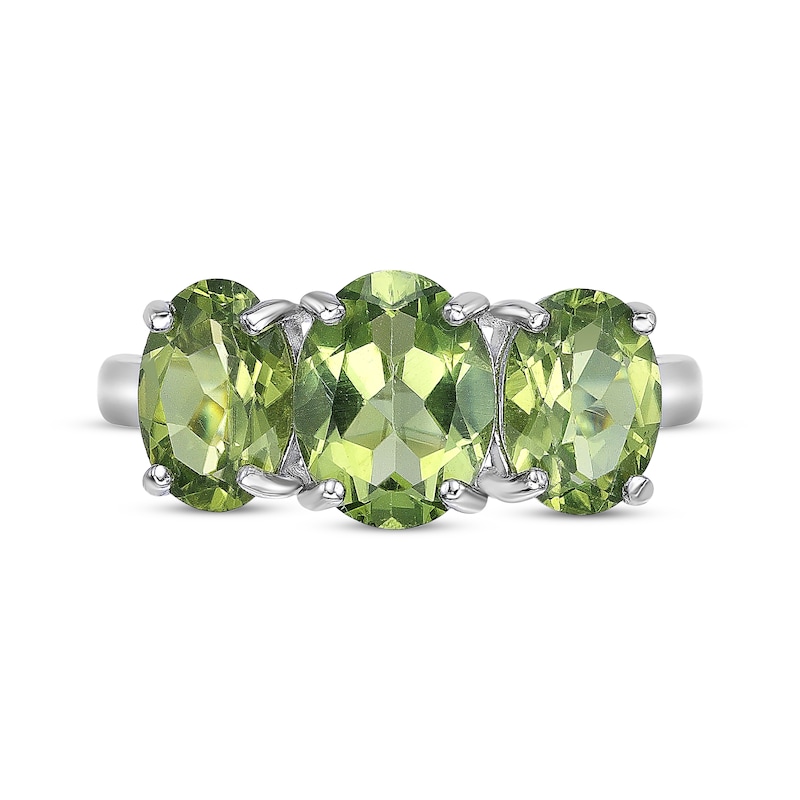 Main Image 4 of Oval-Cut Peridot Three-Stone Ring Sterling Silver