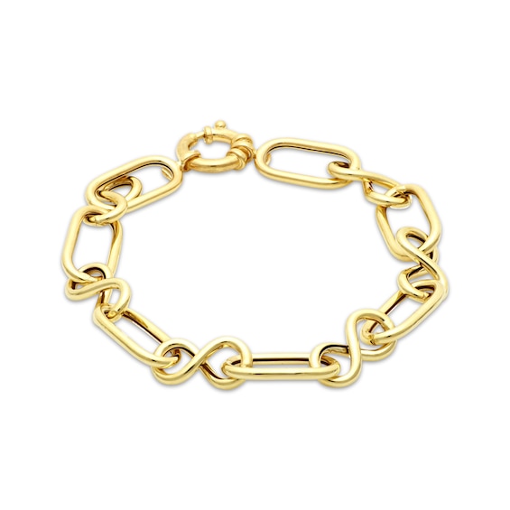 Hollow Infinity Link Bracelet 10K Yellow Gold 7.5"