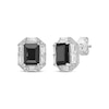 Thumbnail Image 1 of Rectangle-Cut Black Onyx & White Lab-Created Sapphire Stud Earrings Sterling Silver