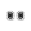 Thumbnail Image 2 of Rectangle-Cut Black Onyx & White Lab-Created Sapphire Stud Earrings Sterling Silver