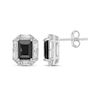 Thumbnail Image 3 of Rectangle-Cut Black Onyx & White Lab-Created Sapphire Stud Earrings Sterling Silver