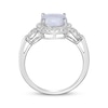 Thumbnail Image 2 of Oval-Cut Opal & White Lab-Created Sapphire Halo Loop Ring Sterling Silver