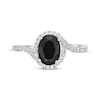 Thumbnail Image 3 of Oval-Cut Black Onyx & White Lab-Created Sapphire Ring Sterling Silver